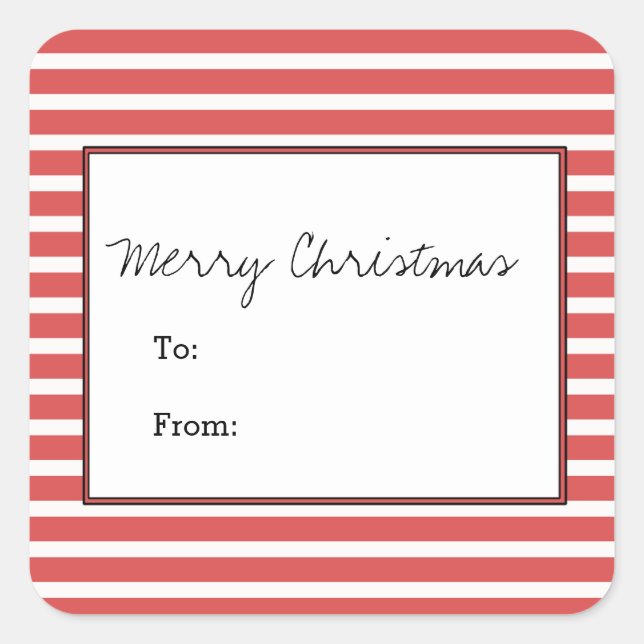 Red Festive Stripes Holiday Stickers (Front)