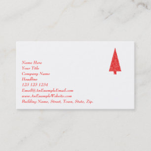 Red Festive Tree. Red and White. Christmas. Business Card