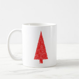 Red Festive Tree. Red and White. Christmas. Coffee Mug