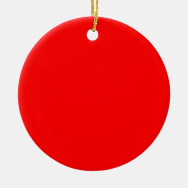 Red FF0000 Ceramic Ornament (Front)