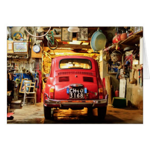 Red Fiat 500 Cinquecento in Italy Card