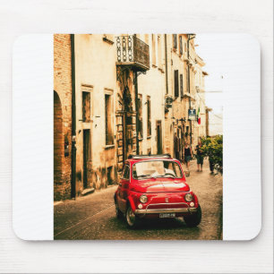 Red Fiat 500, Cinquecento, in Umbria, Italy Mouse Pad