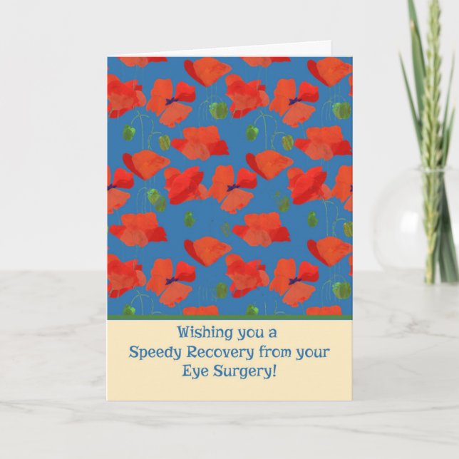 Red Field Poppies Get Well Eye Surgery Card (Front)