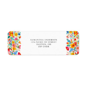 Red Fiesta Mexican Floral  Return Address Label