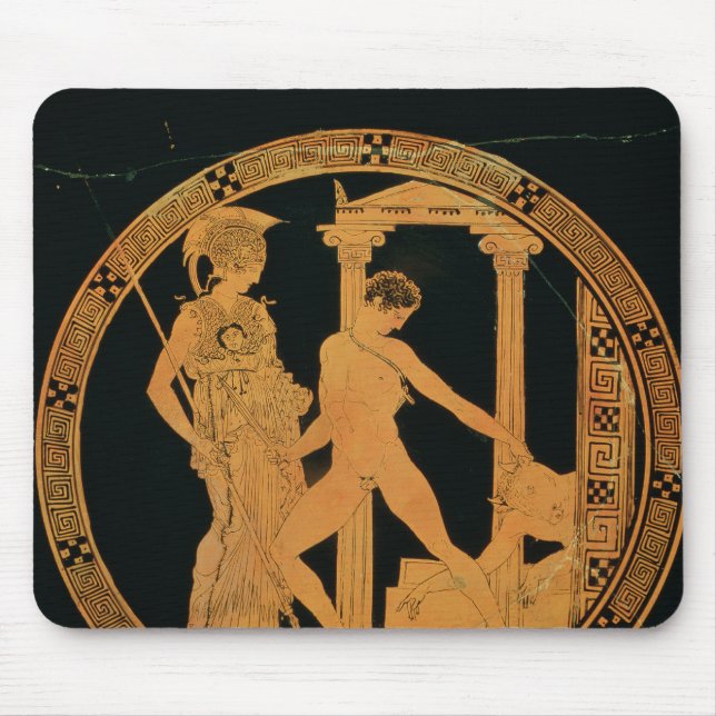 Red-figure cup depicting Athena, Theseus Mouse Pad (Front)