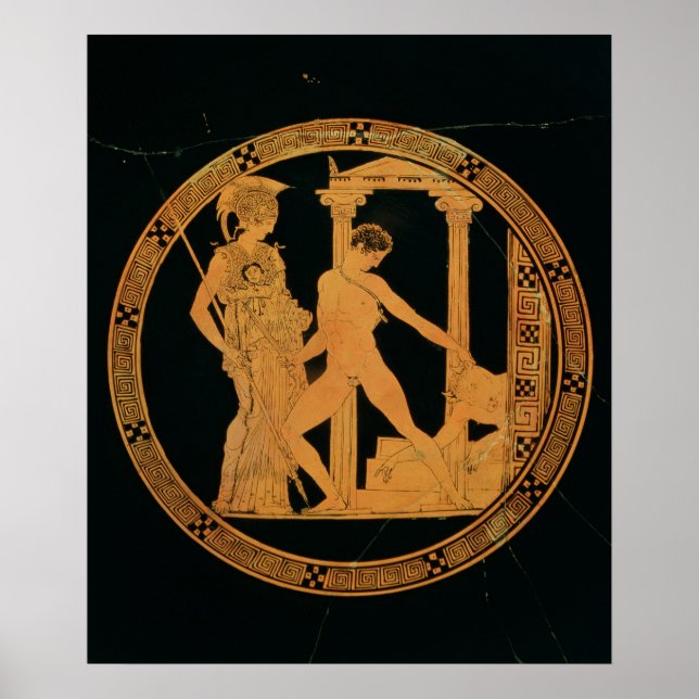 Red-figure cup depicting Athena, Theseus Poster (Front)