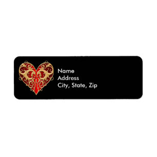 Red Filigree Heart Address Labels