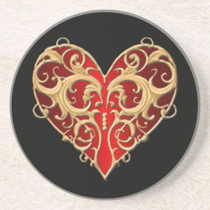 Red Filigree Heart Coaster