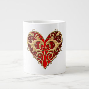 Red Filigree Heart Mug