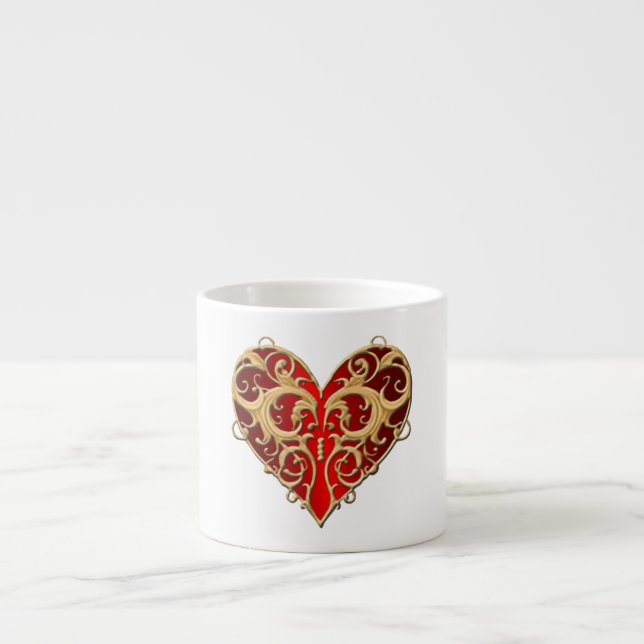 Red Filigree Heart Mug (Front)