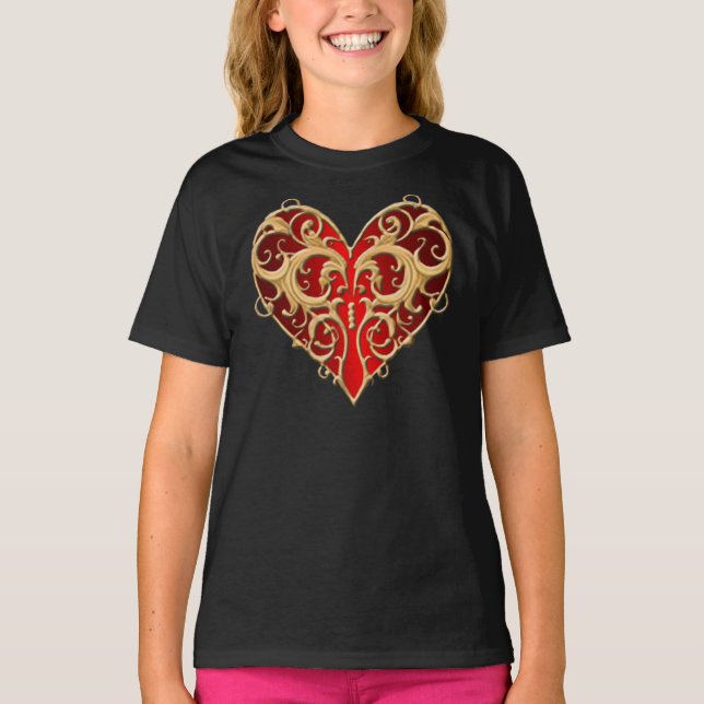 Red Filigree Heart Shirt (Front)