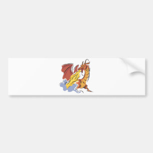 red fire-breathing dragon bumper sticker
