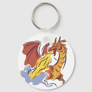 red fire-breathing dragon key ring