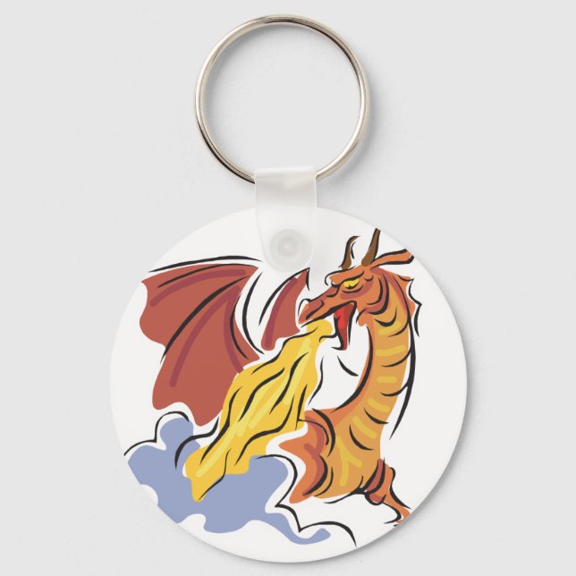 red fire-breathing dragon key ring (Front)