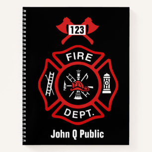 Red Fire Department Badge Notebook