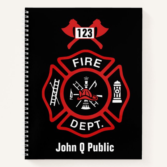 Red Fire Department Badge Notebook (Front)