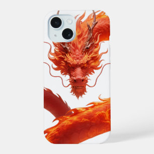 Red Fire Dragon Art   Mythical Flame Dragon Design iPhone 15 Case