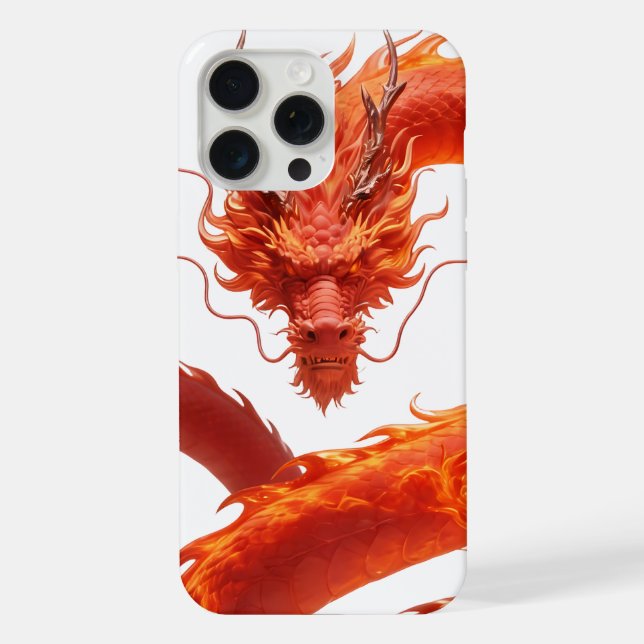 Red Fire Dragon Art | Mythical Flame Dragon Design iPhone Case (Back)