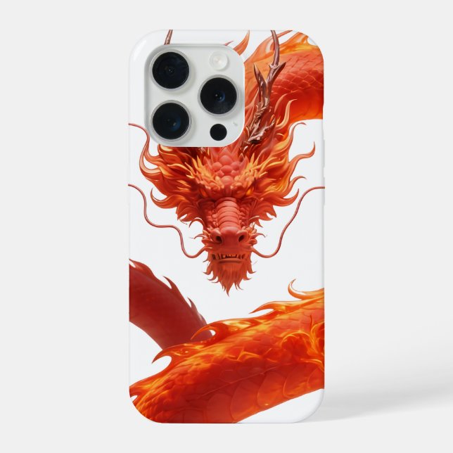 Red Fire Dragon Art | Mythical Flame Dragon Design iPhone Case (Back)