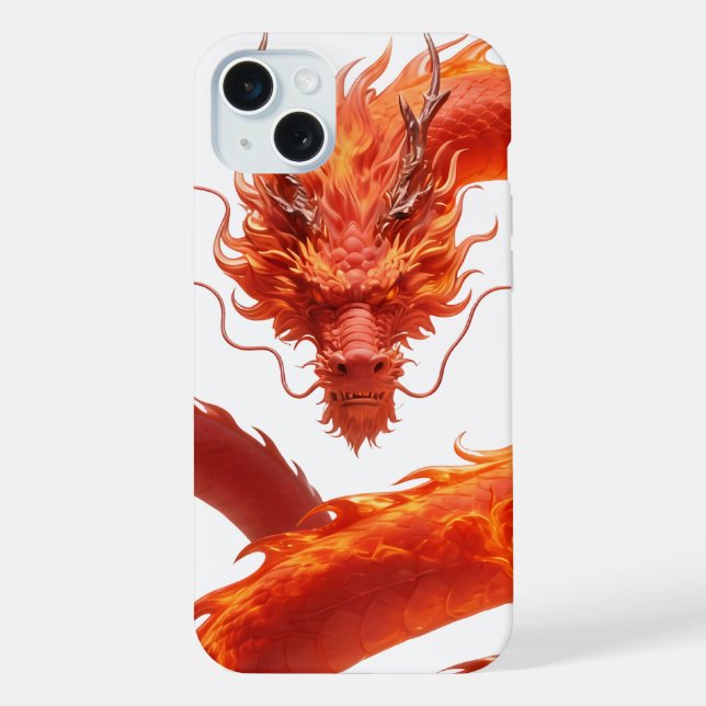 Red Fire Dragon Art | Mythical Flame Dragon Design iPhone Case (Back)