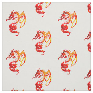 Red Fire Dragons Pattern Fabric