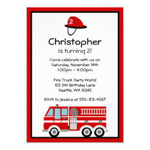 fire truck birthday invitations zazzle com au