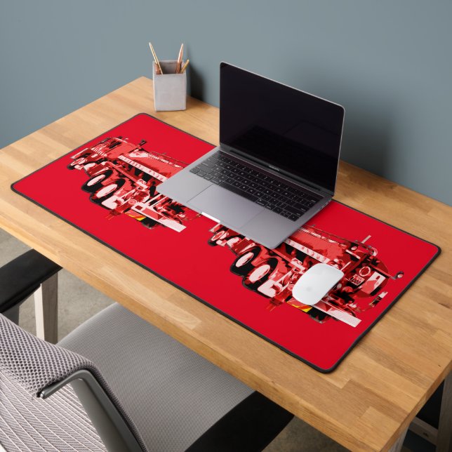 Red Fire Engine Oil Paint, Desk Mat (Office 2)