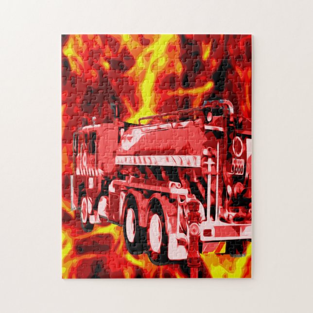 Red Fire Engine Oil Painting, Jigsaw Puzzle (Vertical)