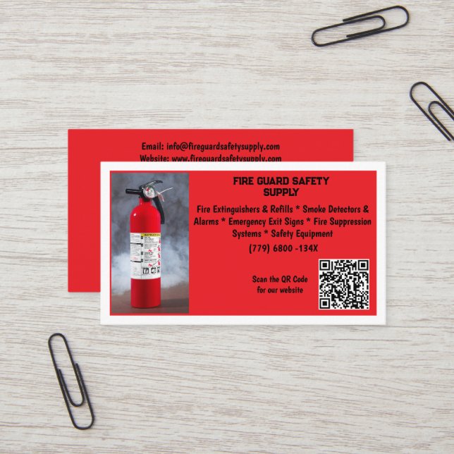 Red Fire Extinguisher Fire Safety   Business Card (Front/Back In Situ)