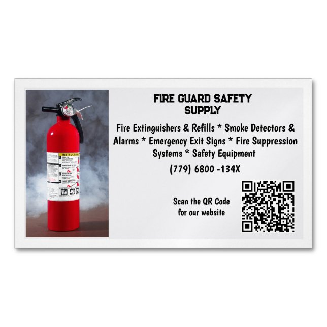 Red Fire Extinguisher Fire Safety   Magnetic Business Card (Front)