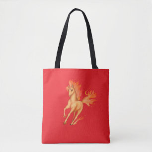 Red Fire Horse Double-Sided Print Tote Bag
