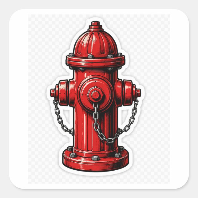 Red Fire Hydrant Square Sticker (Front)