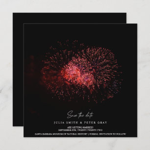 Red Fire on Sky Save The Date Invitation