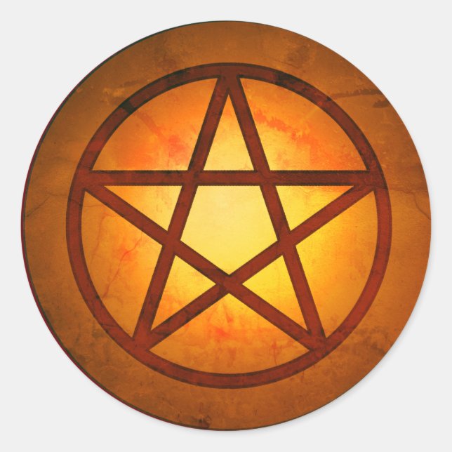 Red Fire Pentacle Ceramic Knob Classic Round Sticker (Front)
