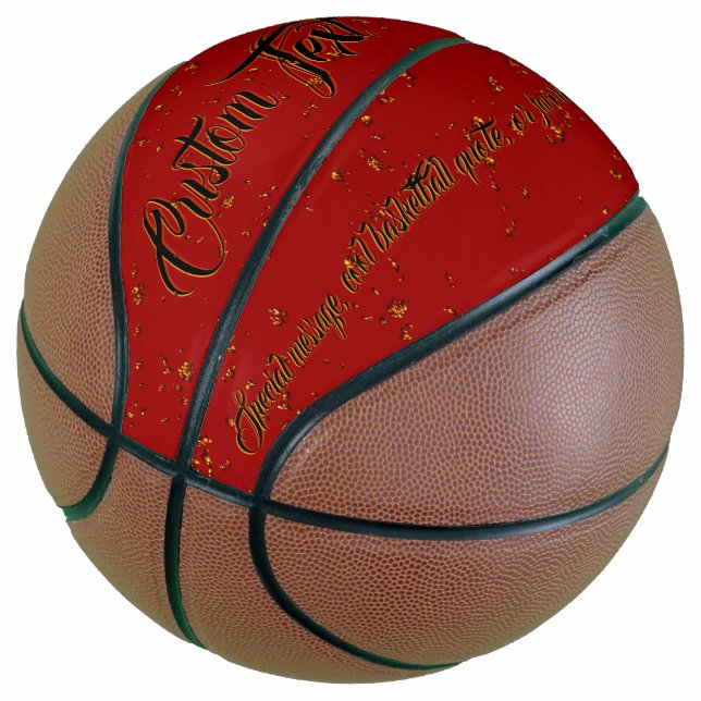 Red Fire Sparks Overlay Name Quote Basketball (Angled)