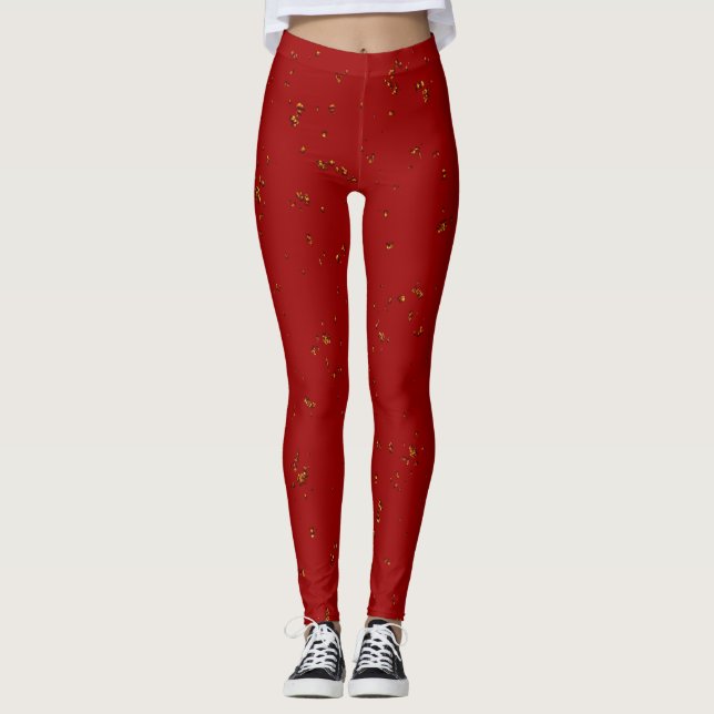 Red Fire Sparks Overlay Your Photo Leggings (Front)