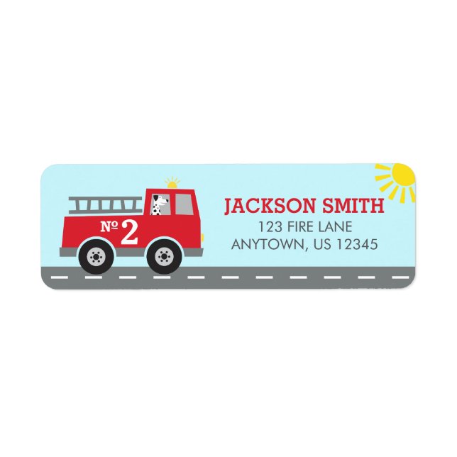 Red Fire Truck Address Labels (Front)