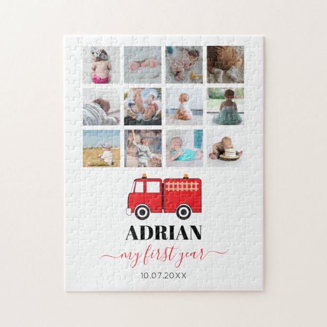 Red Fire Truck Baby First Year Photo Collage Jigsaw Puzzle (Vertical)