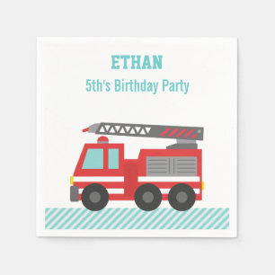Red Fire Truck Birthday Party Napkin