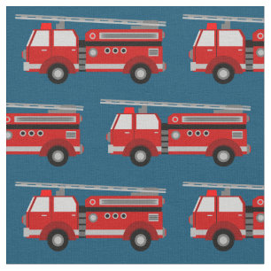 Red Fire Truck Blue Fabric