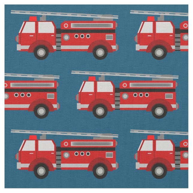 Red Fire Truck Blue Fabric (Close Up)