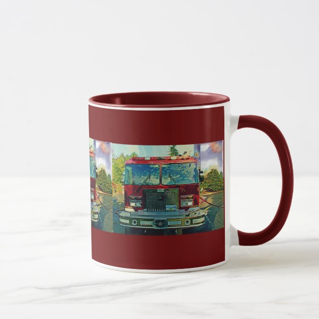 Red Fire Truck Fireman's Drinking Mug (Right)