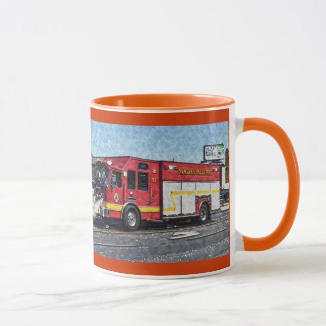 Red Fire Truck Fireman's Drinking Mug (Right)