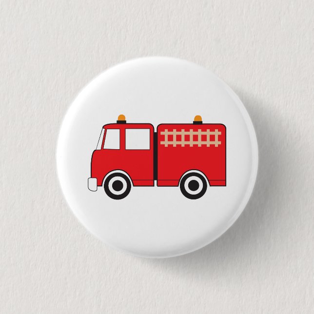 Red Fire Truck Kids 3 Cm Round Badge (Front)