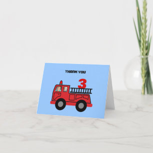 Red Fire Truck Kid's Birthday Photo Custom Thank Y You Card