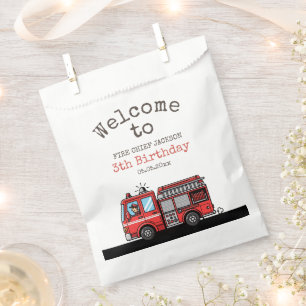 Red Fire Truck Party Décor Custom Kids Birthday Favour Bag