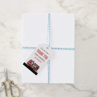 Red Fire Truck Party Décor | Custom Kids Birthday Gift Tags