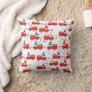 Red Fire Truck Party Pattern Cushion