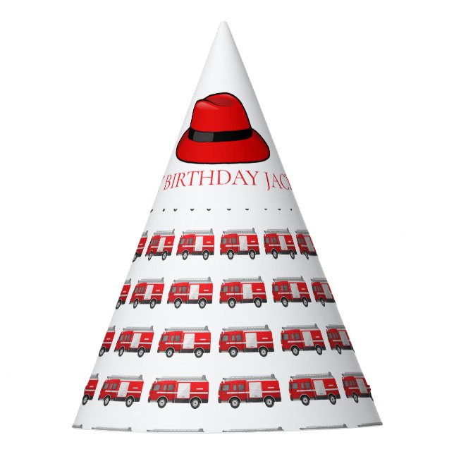 Red Fire Truck Party Pattern Hat (Front)