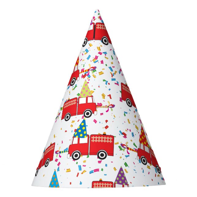 Red Fire Truck Party Pattern Hat (Front)
